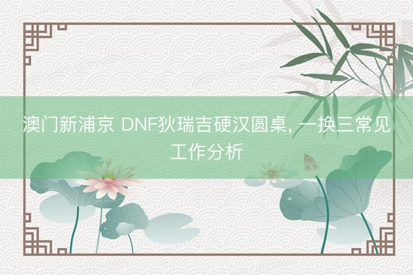 澳门新浦京 DNF狄瑞吉硬汉圆桌， 一换三常见工作分析