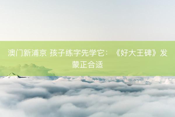 澳门新浦京 孩子练字先学它：《好大王碑》发蒙正合适