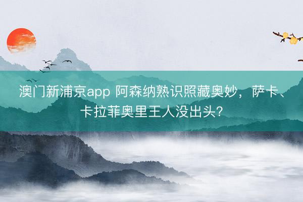 澳门新浦京app 阿森纳熟识照藏奥妙，萨卡、卡拉菲奥里王人没出头？