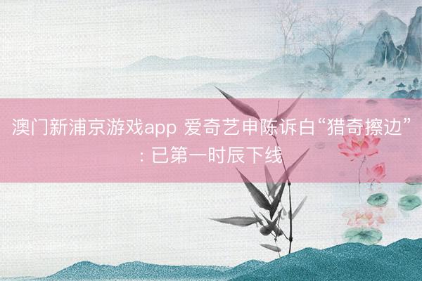 澳门新浦京游戏app 爱奇艺申陈诉白“猎奇擦边”: 已第一时辰下线