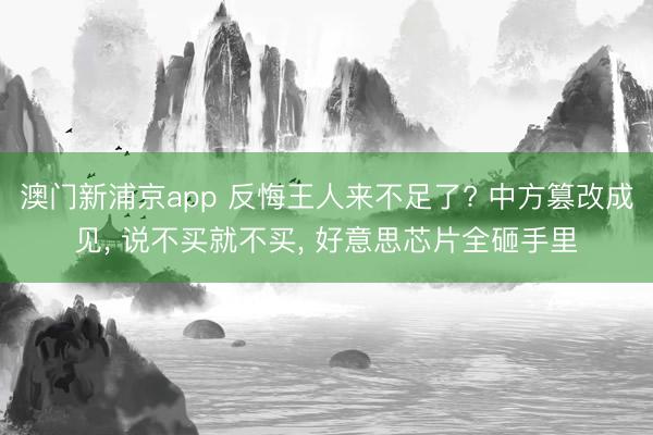 澳门新浦京app 反悔王人来不足了? 中方篡改成见, 说不买就不买, 好意思芯片全砸手里