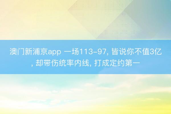 澳门新浦京app 一场113-97, 皆说你不值3亿, 却带伤统率内线, 打成定约第一