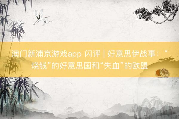澳门新浦京游戏app 闪评 | 好意思伊战事：“烧钱”的好意思国和“失血”的欧盟